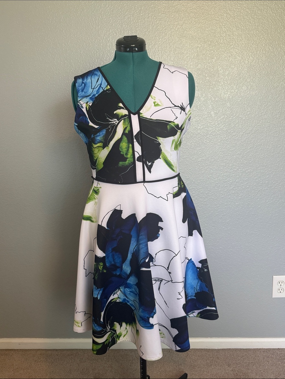 Reed Floral V-Neck Fit-and-Flare Dress